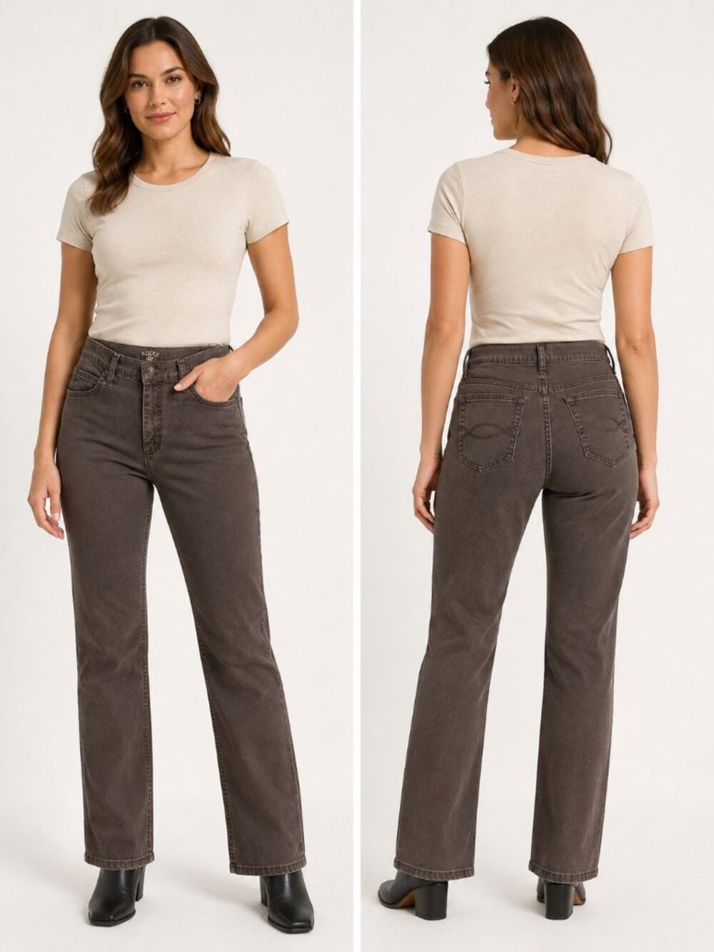 Riders by Lee Women’s 12P Brown Straight Leg Stretch Jeans Petite
